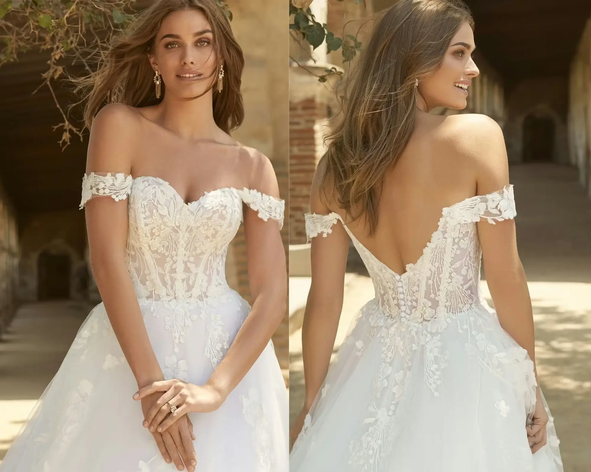 model wearing wedding gown